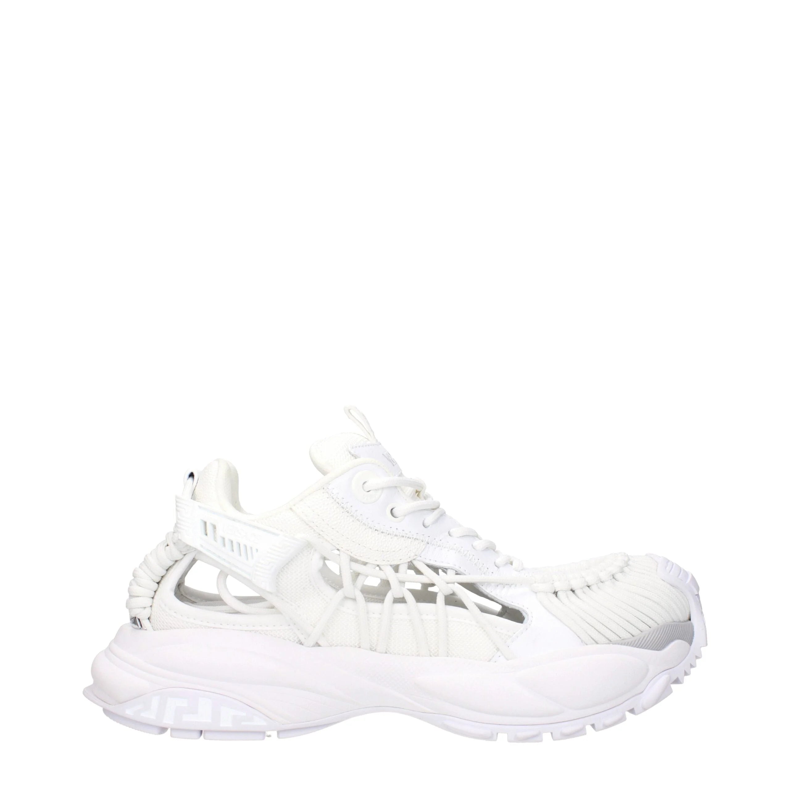 Versace White Leather Athletic Sneakers