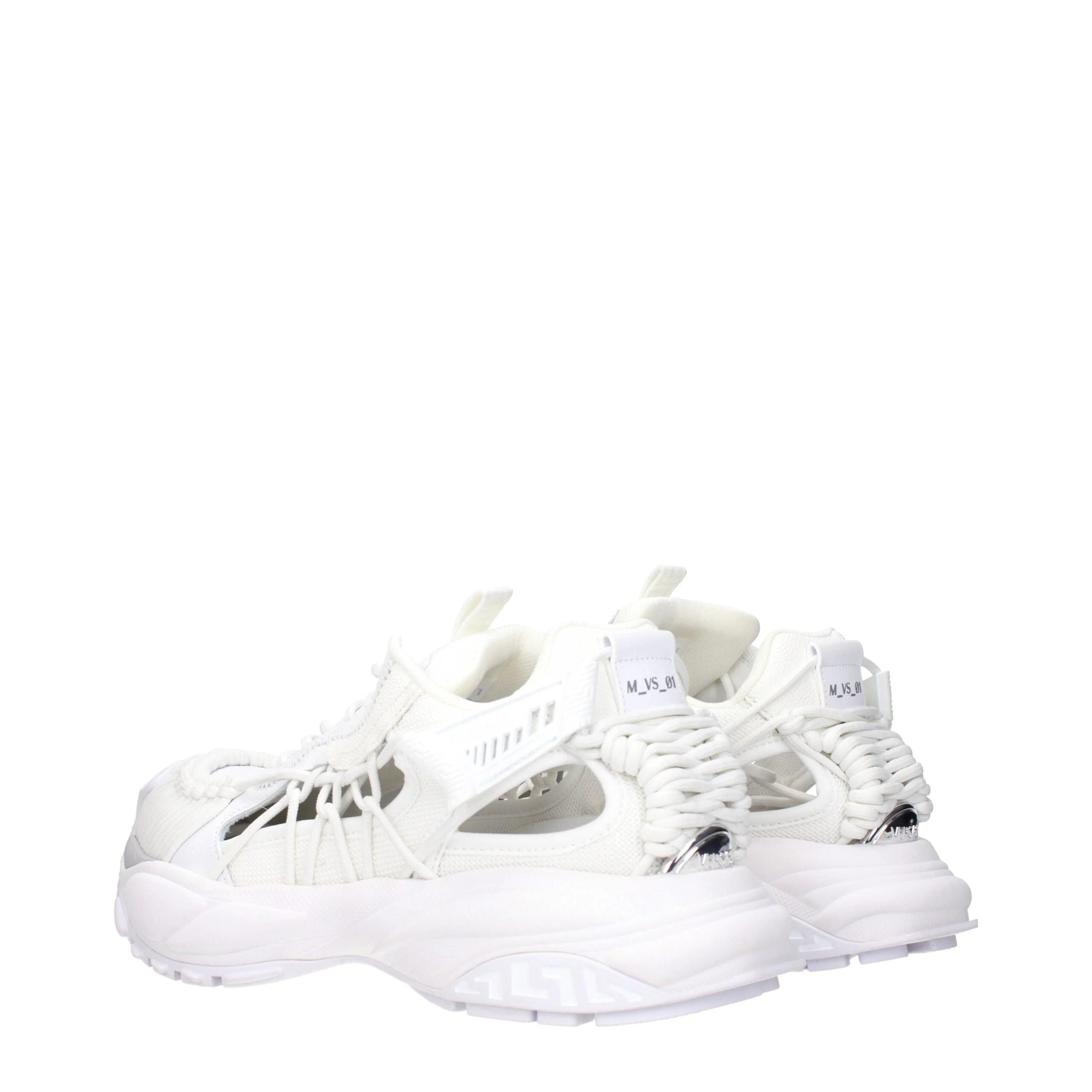 Versace White Leather Athletic Sneakers