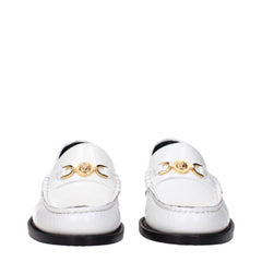 Versace White Leather Slip-On Loafers - EU39/US9