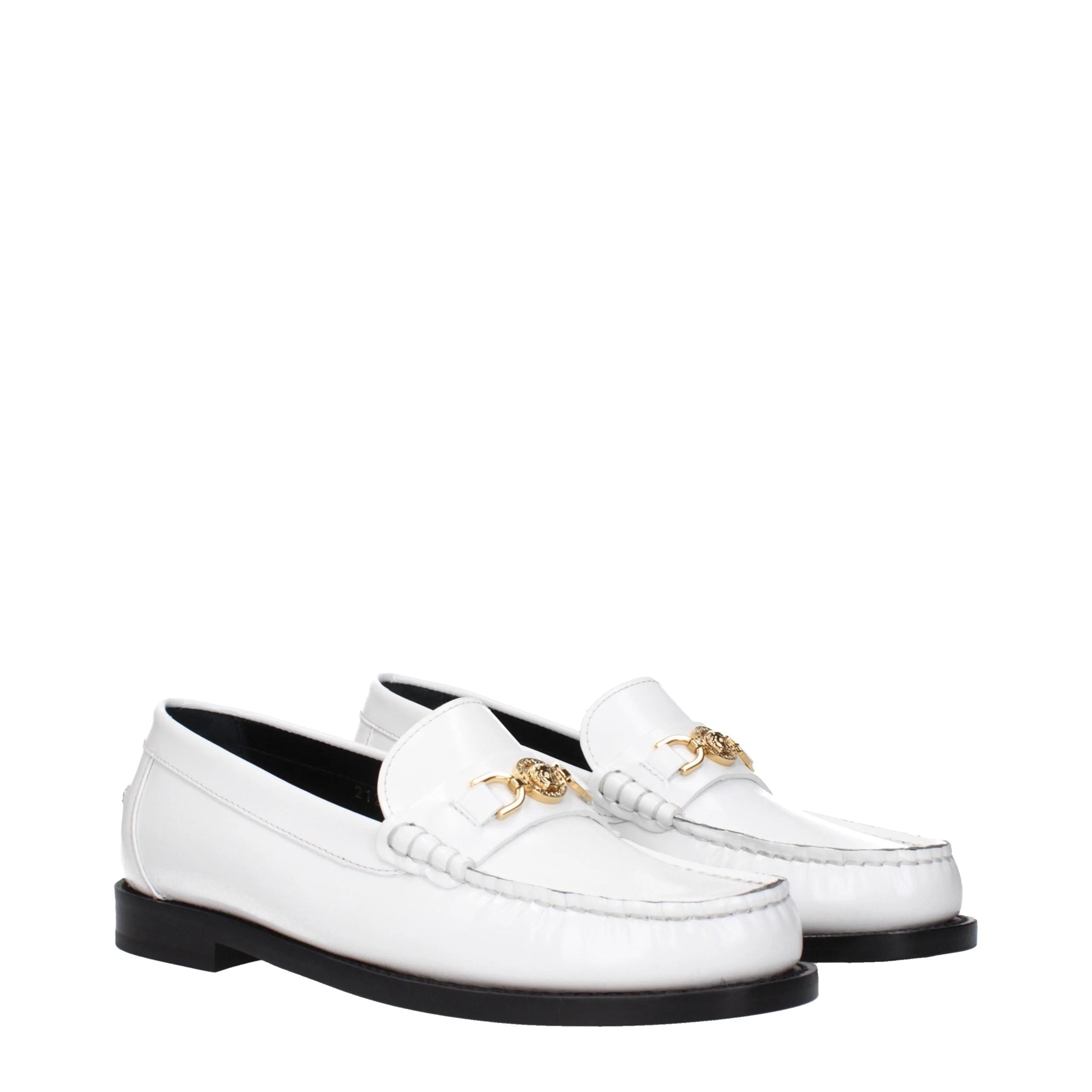 Versace White Leather Slip-On Loafers - EU39/US9