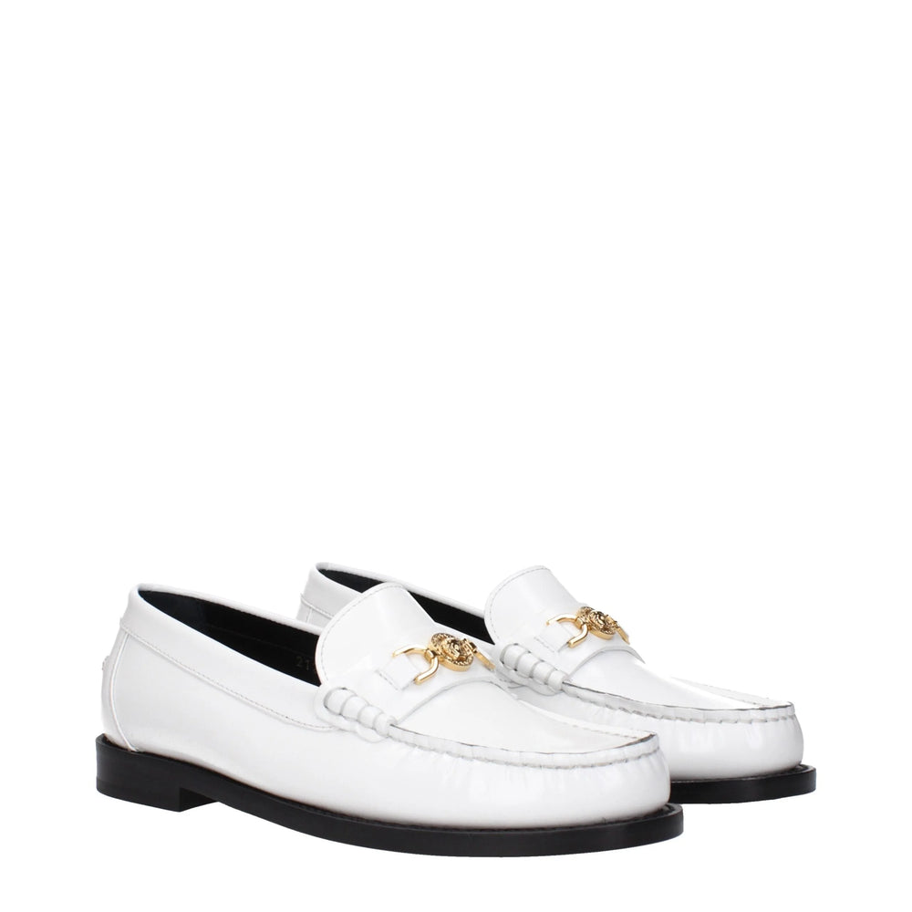 Versace White Leather Slip-On Loafers - EU39/US9