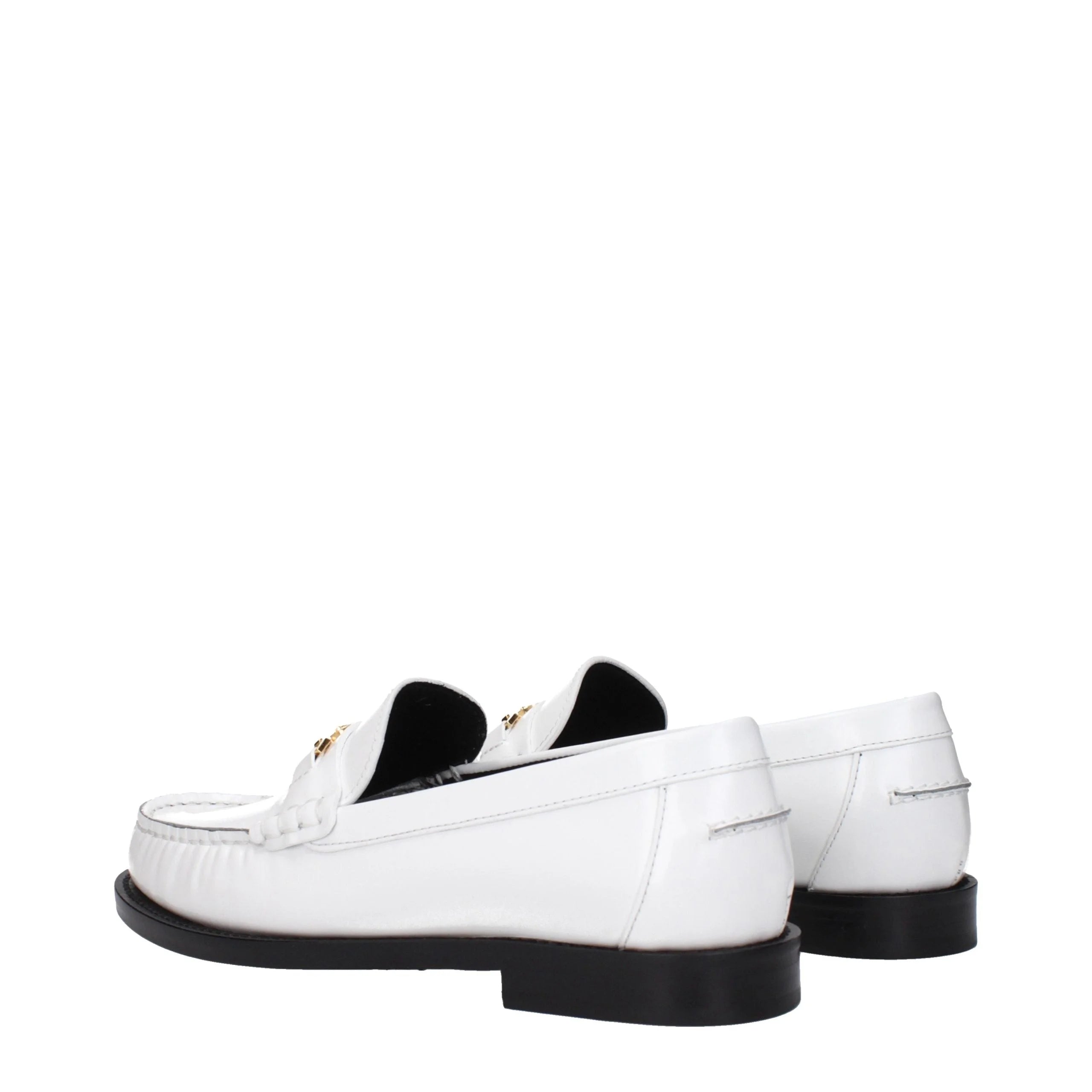 Versace White Leather Slip-On Loafers - EU39/US9