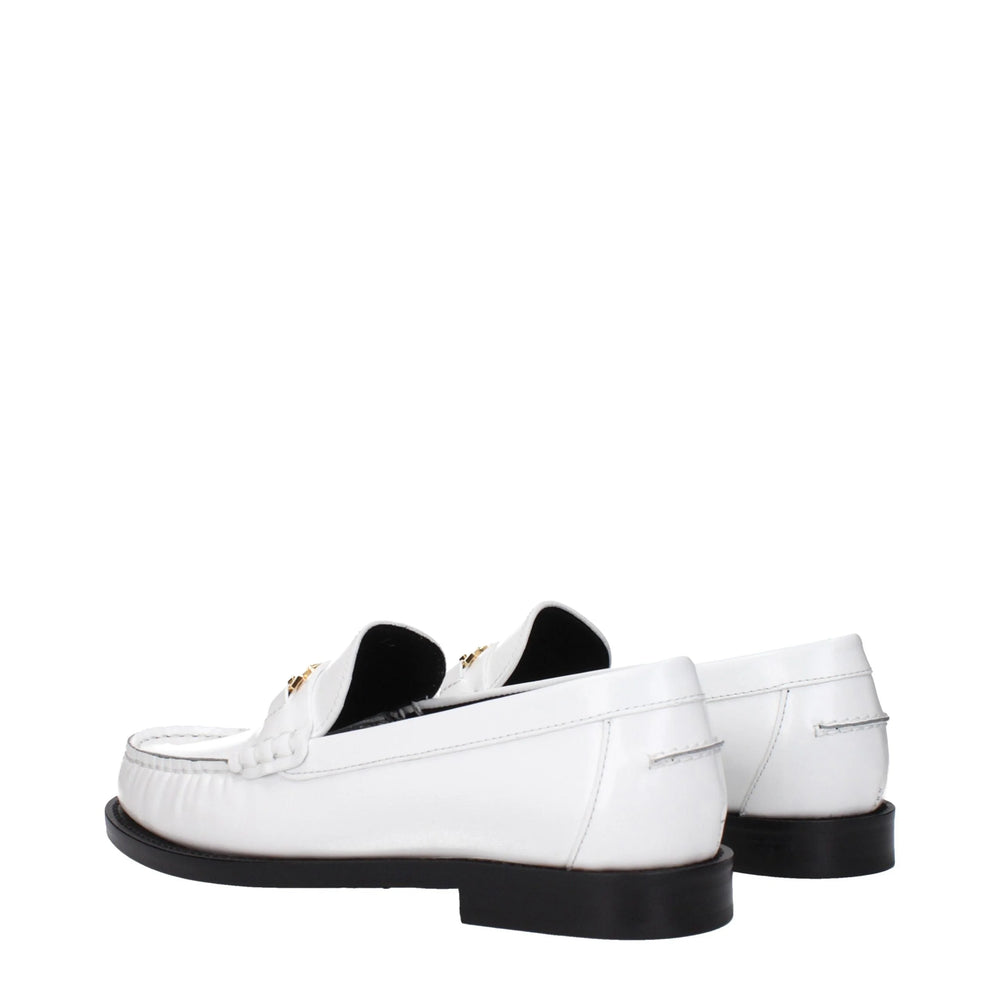 Versace White Leather Slip-On Loafers - EU39/US9