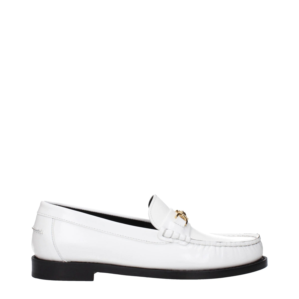 Versace White Leather Slip-On Loafers - EU39/US9