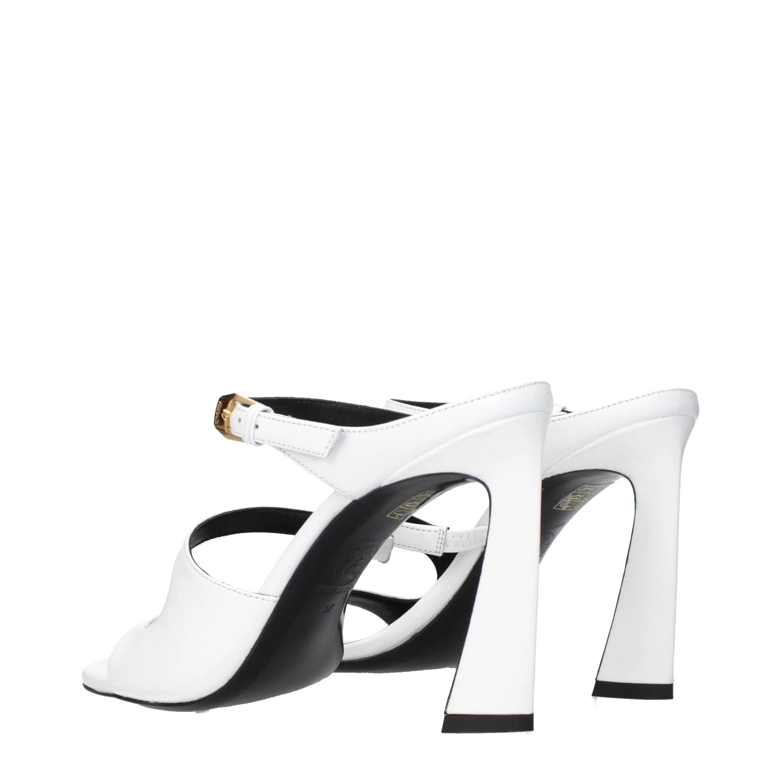 Versace White Leather Stiletto Heel Sandals