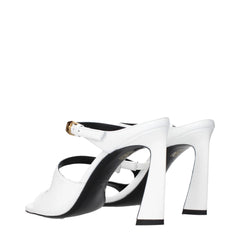 Versace White Leather Stiletto Heel Sandals