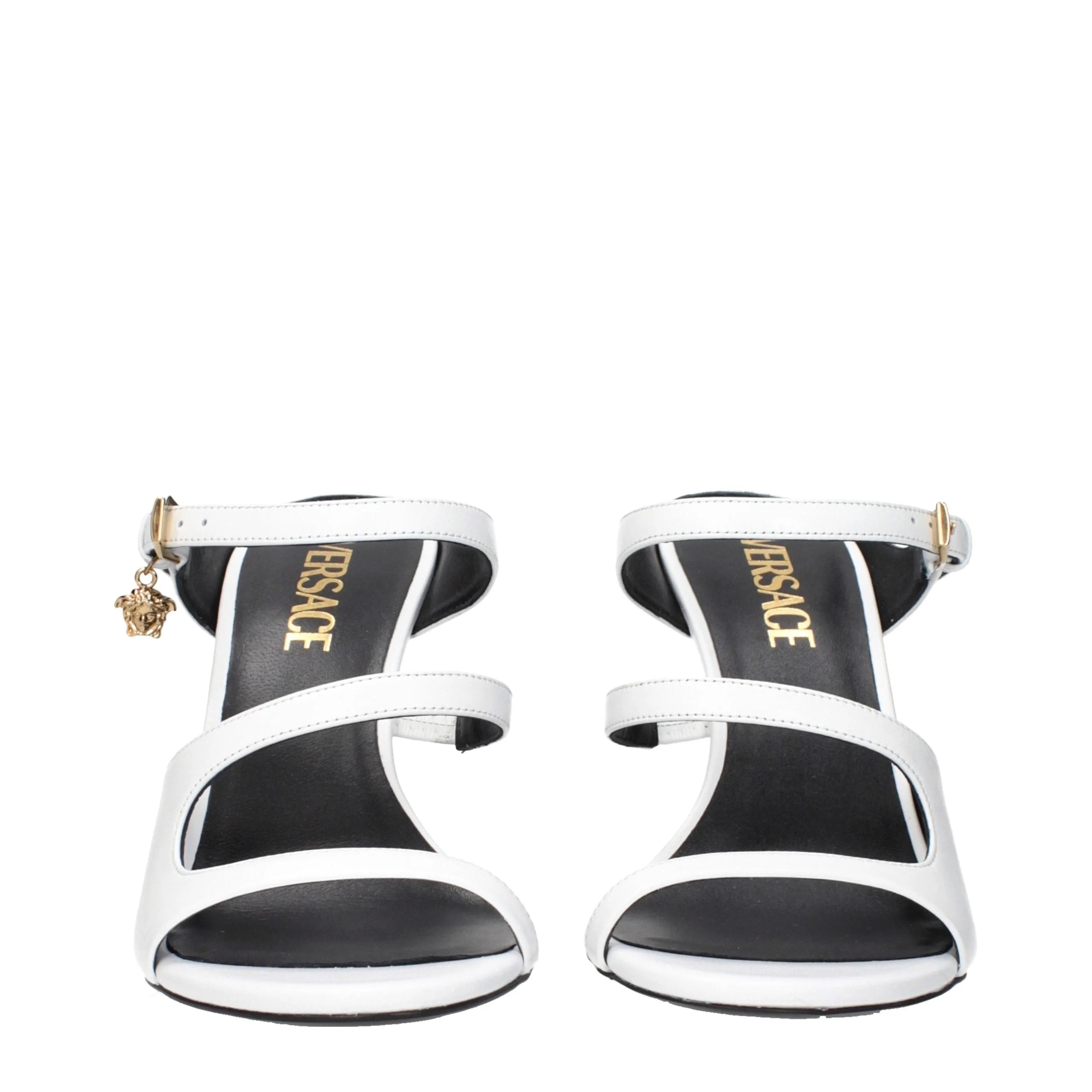 Versace White Leather Stiletto Heel Sandals