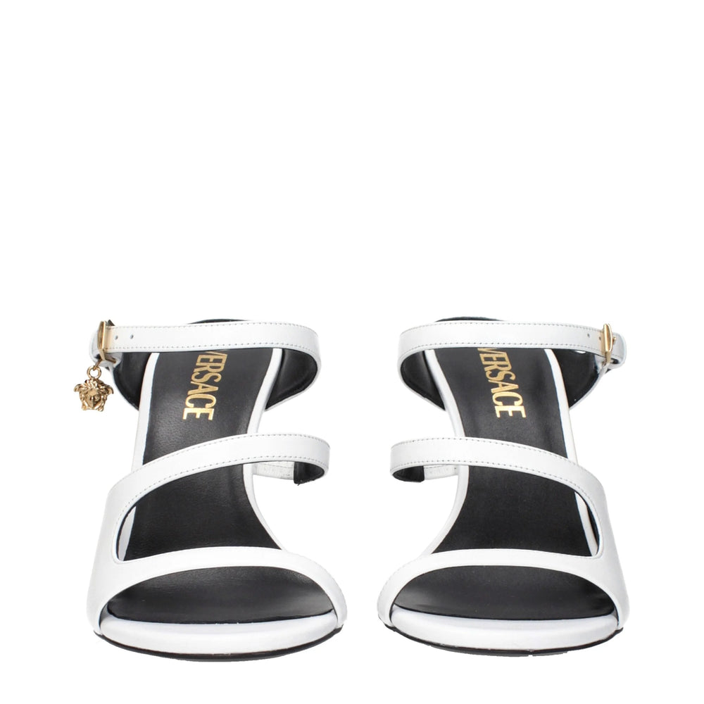 Versace White Leather Stiletto Heel Sandals