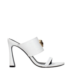 Versace White Leather Stiletto Heel Sandals - EU36/US6