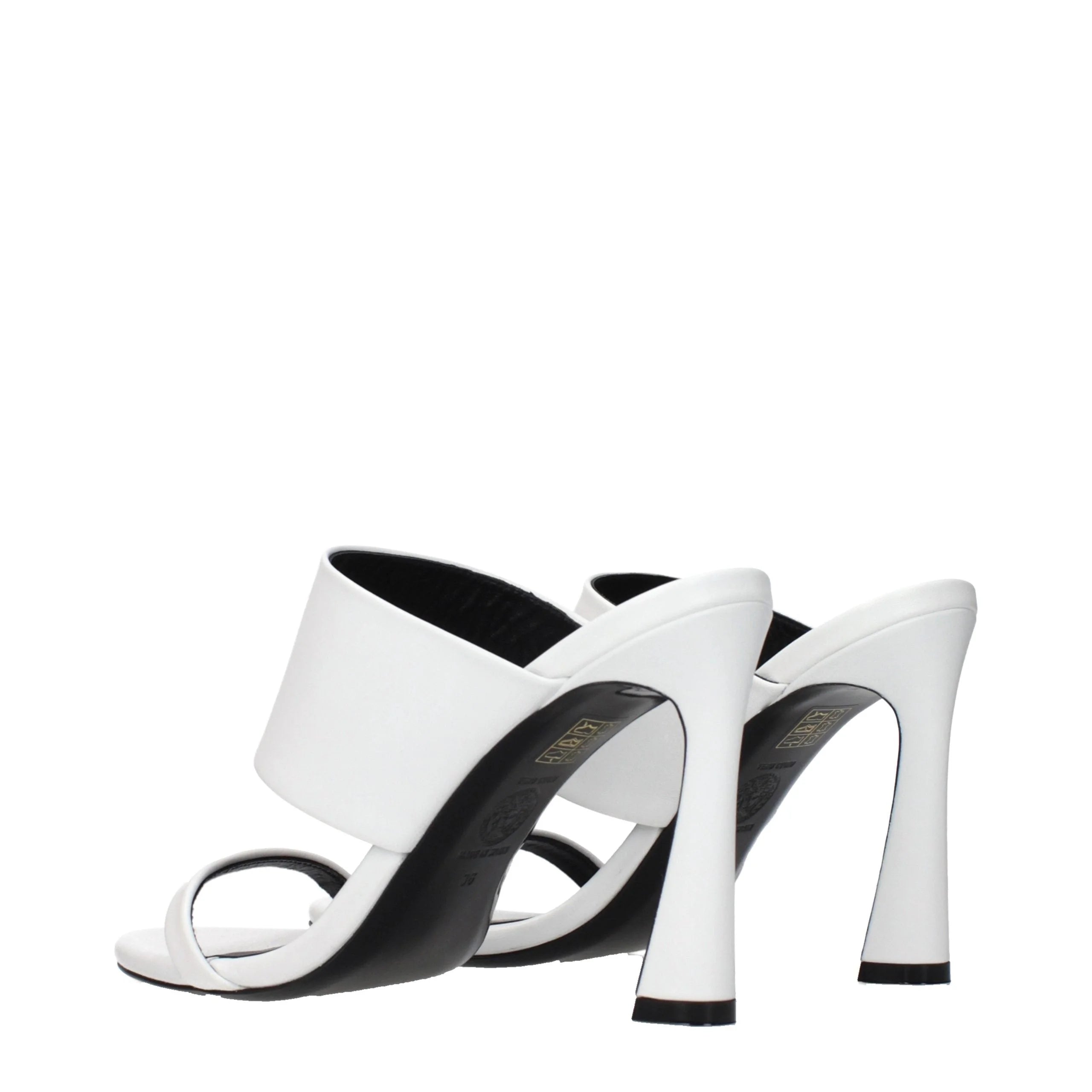 Versace White Leather Stiletto Heel Sandals - EU36/US6