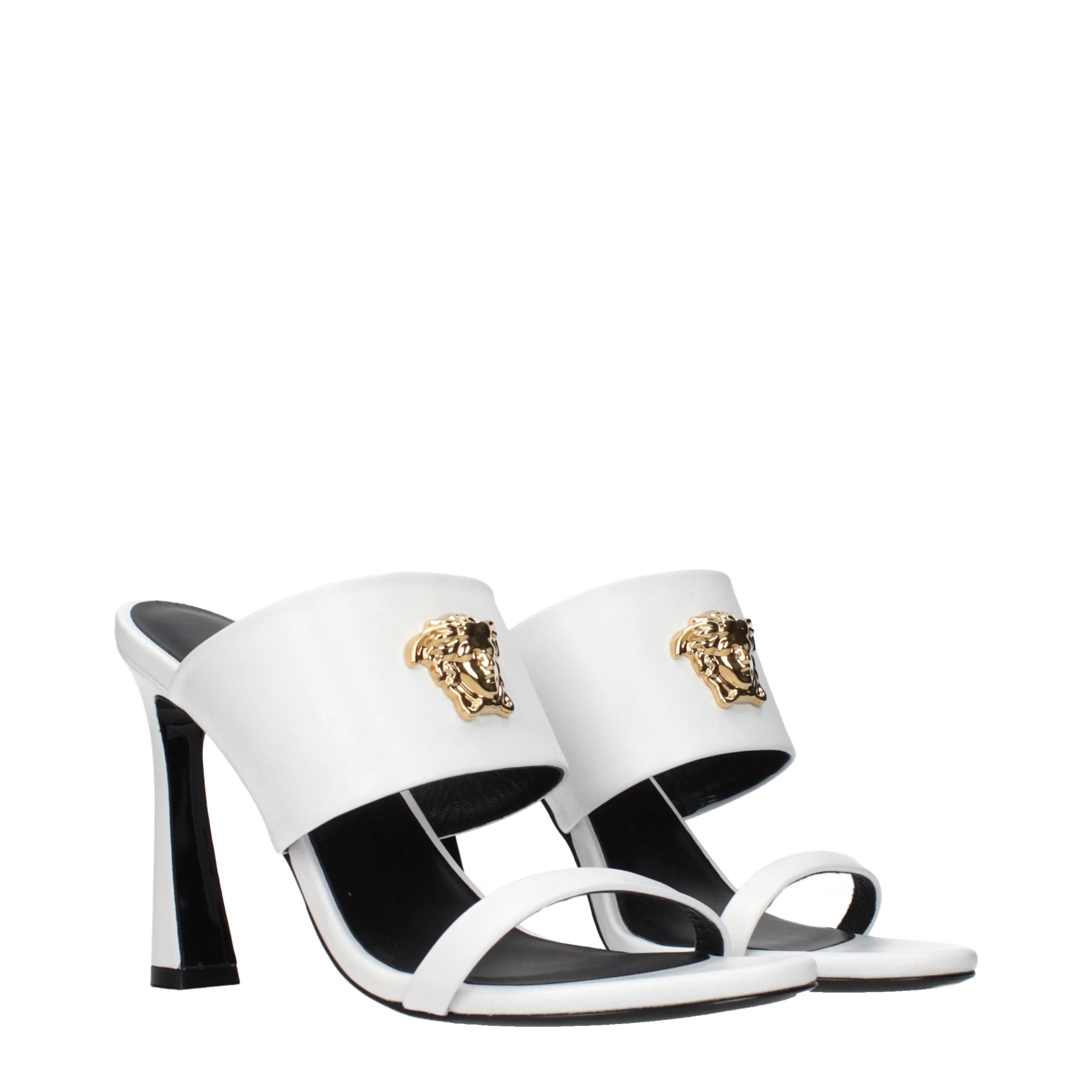 Versace White Leather Stiletto Heel Sandals - EU36/US6