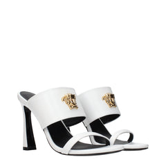 Versace White Leather Stiletto Heel Sandals - EU36/US6