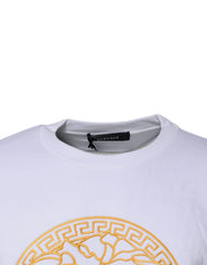 Versace White Medusa Embroidery Crew Neck Pullover Sweater - Sweatshirts