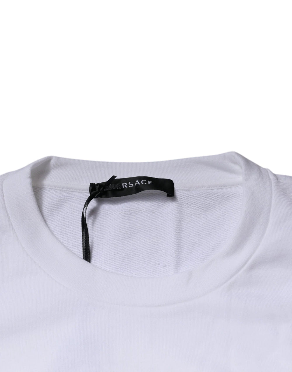 Versace White Medusa Embroidery Crew Neck Pullover Sweater - Sweatshirts