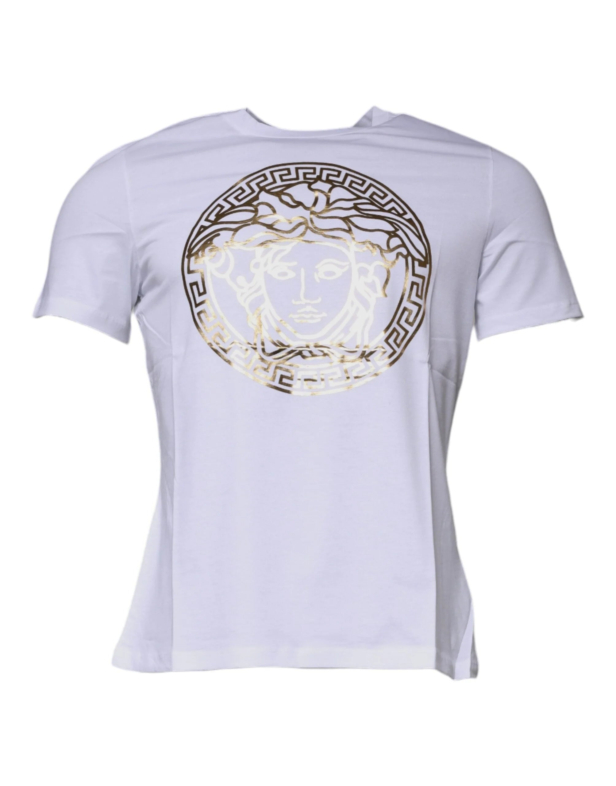 Versace White Medusa Print Cotton Crew Neck T-shirt - T-Shirts