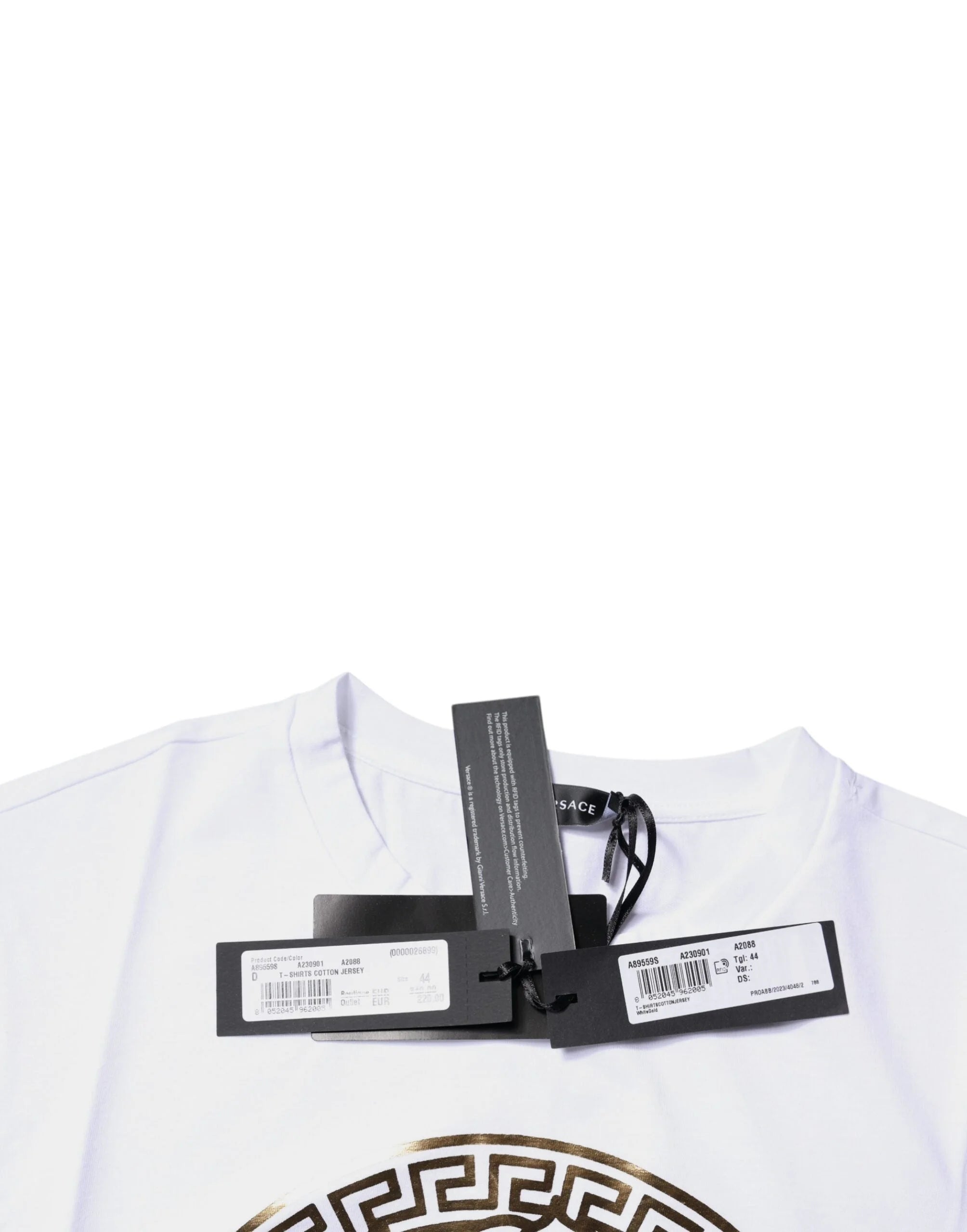 Versace White Medusa Print Cotton Crew Neck T-shirt - T-Shirts