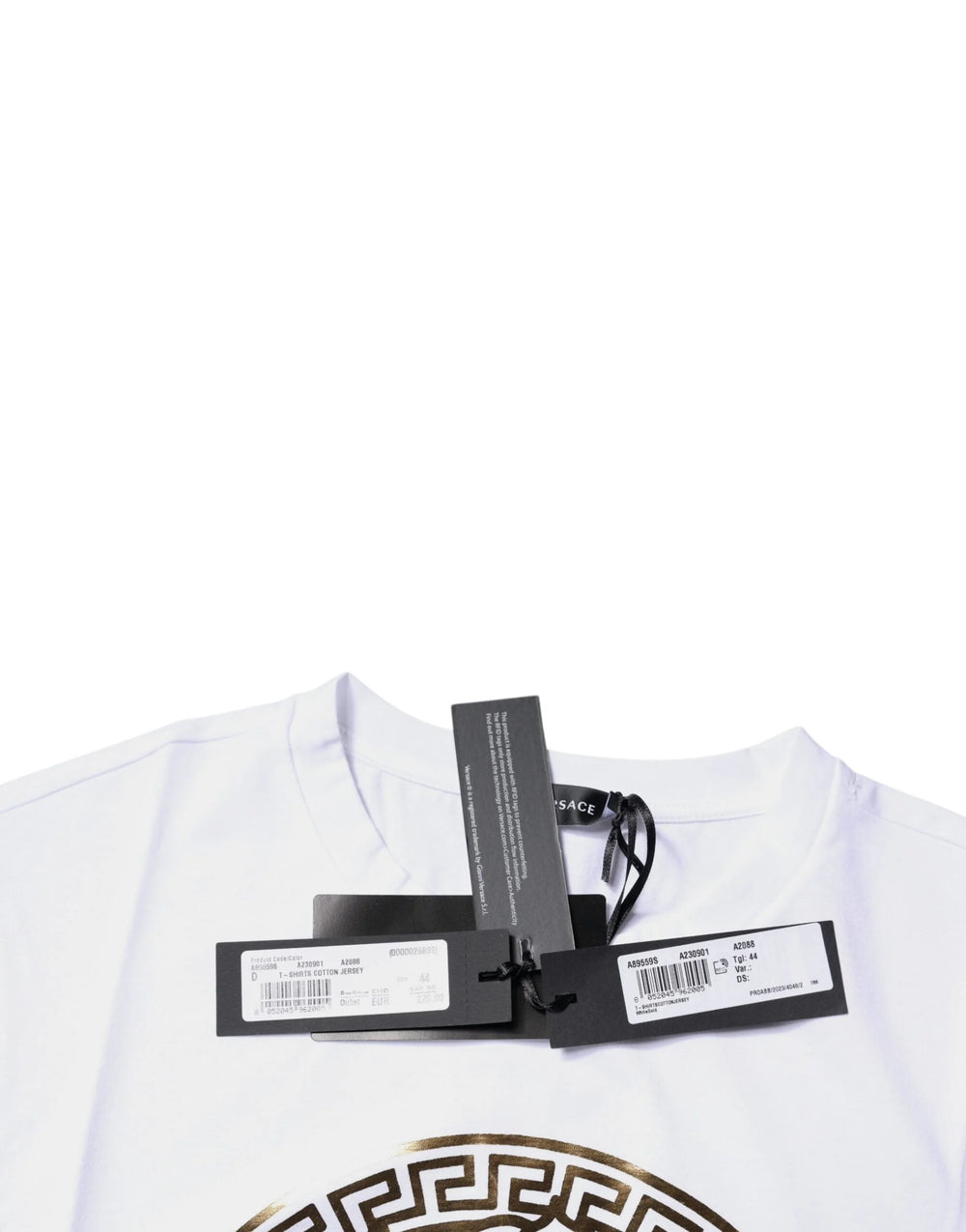 Versace White Medusa Print Cotton Crew Neck T-shirt - T-Shirts