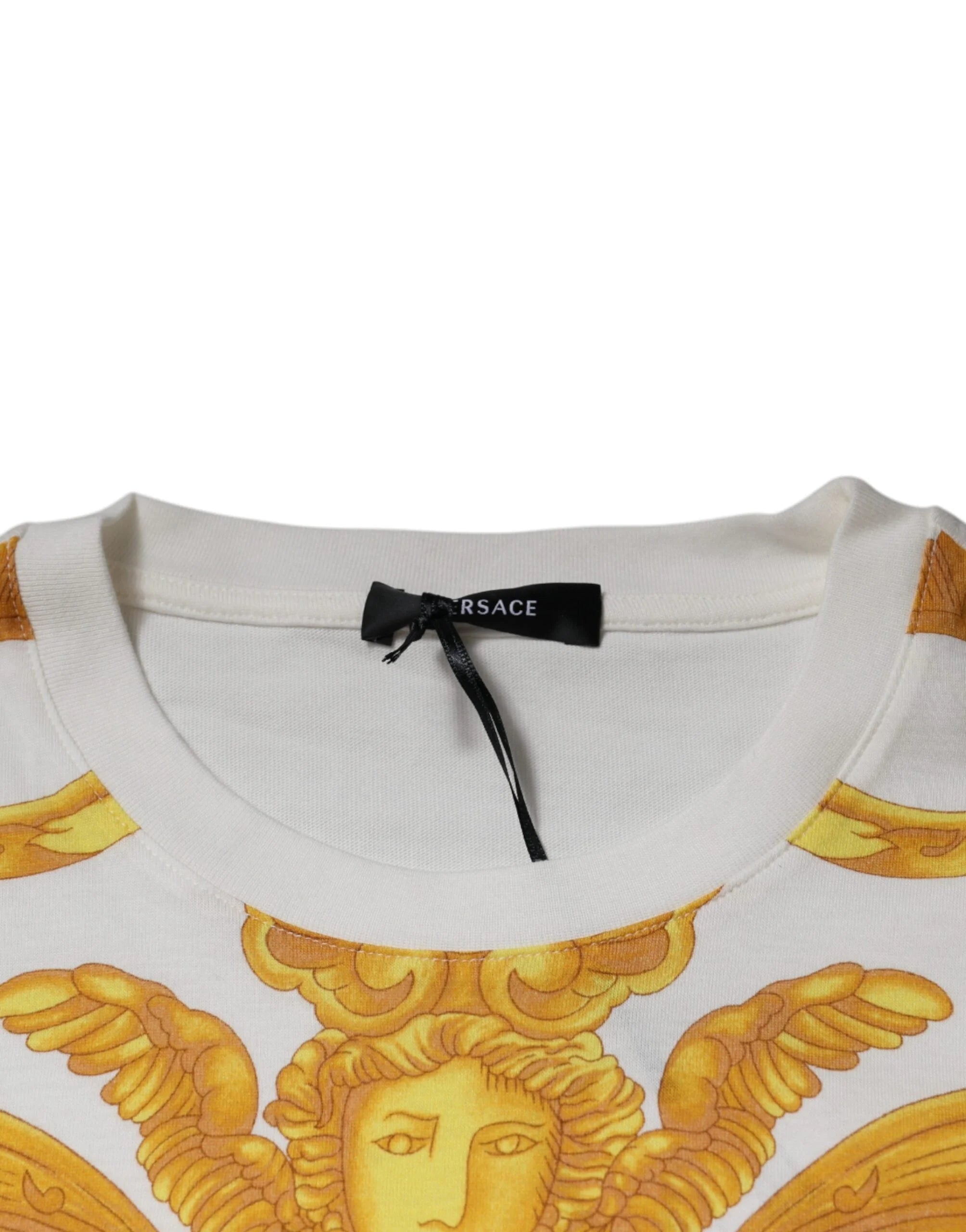 Versace White Medusa Print Cotton Crew Neck T-shirt - T-Shirts