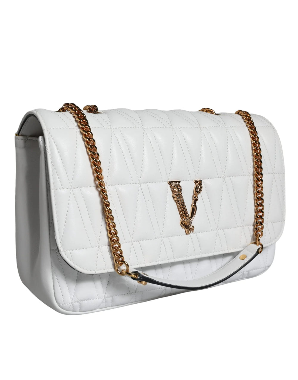 Versace White Mini Nappa Leather Crossbody Shoulder Bag - Cross Body Bags