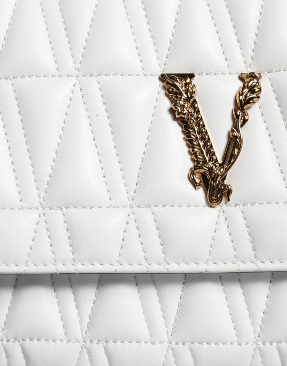 Versace White Mini Nappa Leather Crossbody Shoulder Bag - Cross Body Bags