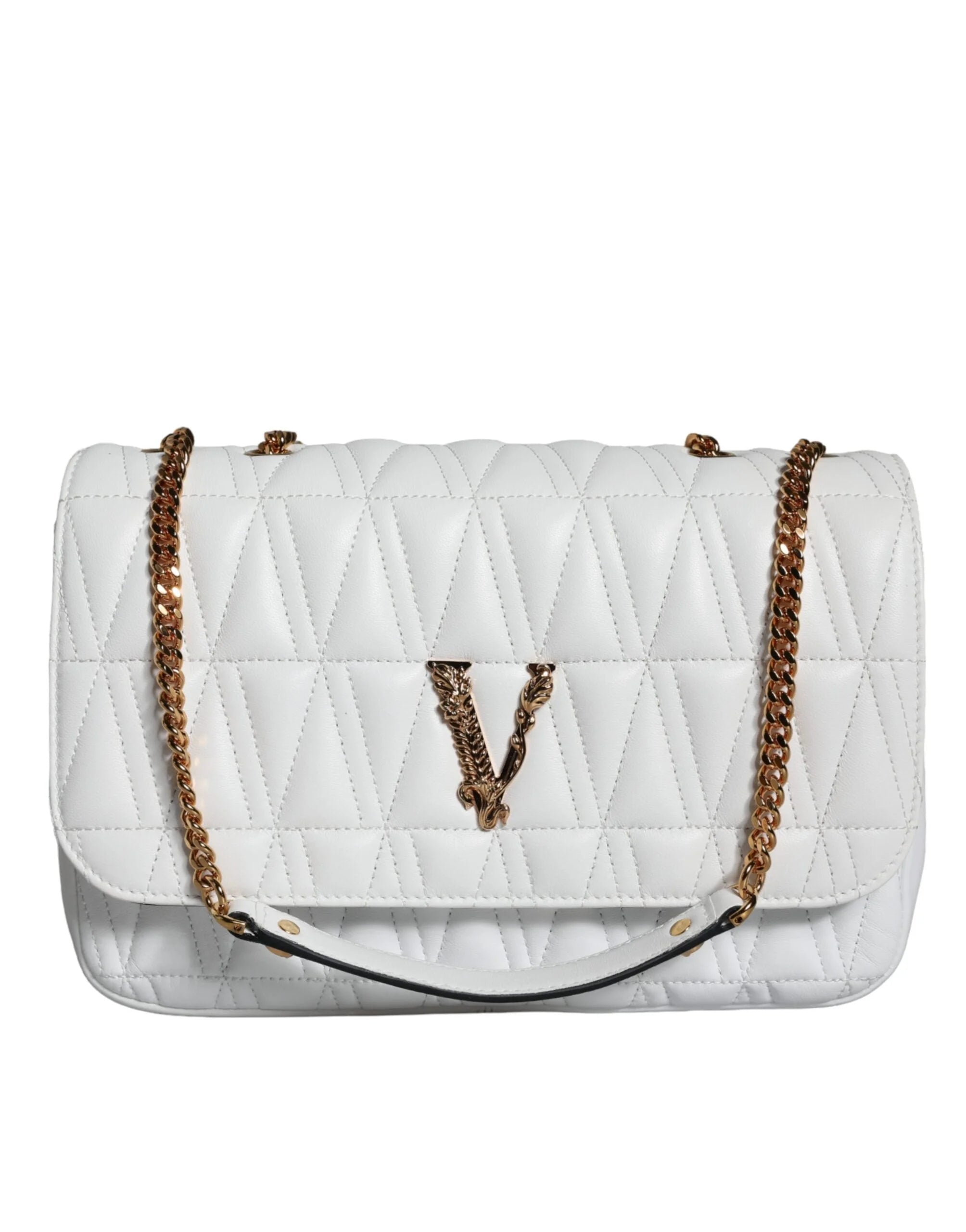 Versace White Mini Nappa Leather Crossbody Shoulder Bag - Cross Body Bags