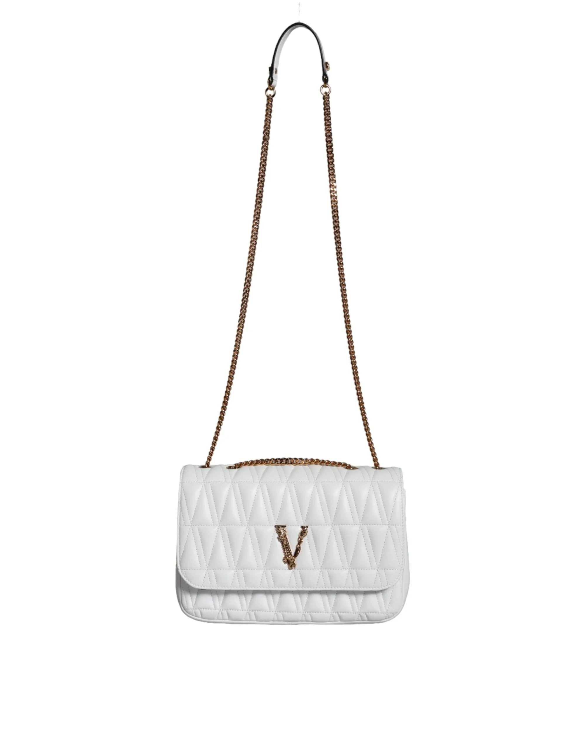 Versace White Mini Nappa Leather Crossbody Shoulder Bag - Cross Body Bags