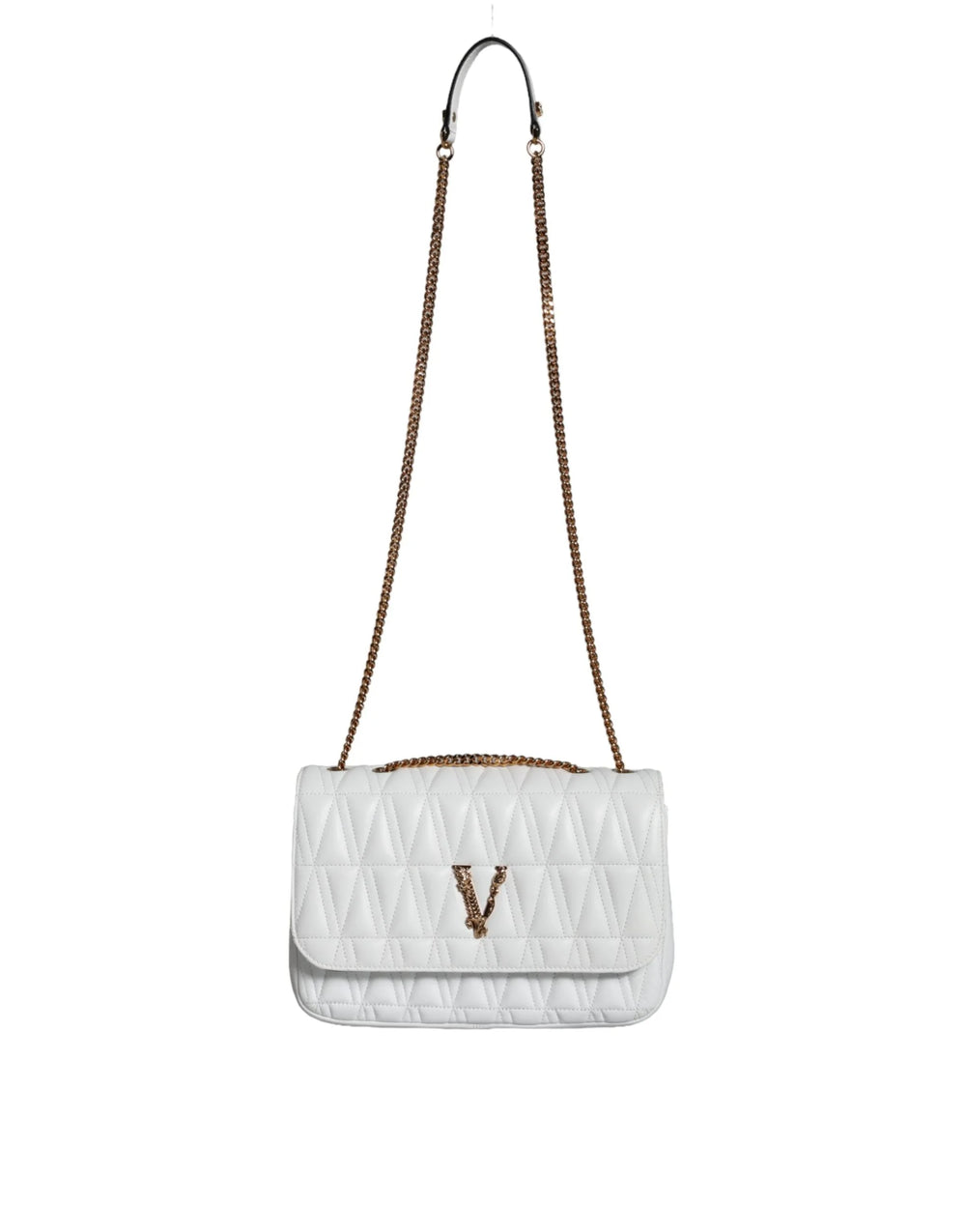 Versace White Mini Nappa Leather Crossbody Shoulder Bag - Cross Body Bags