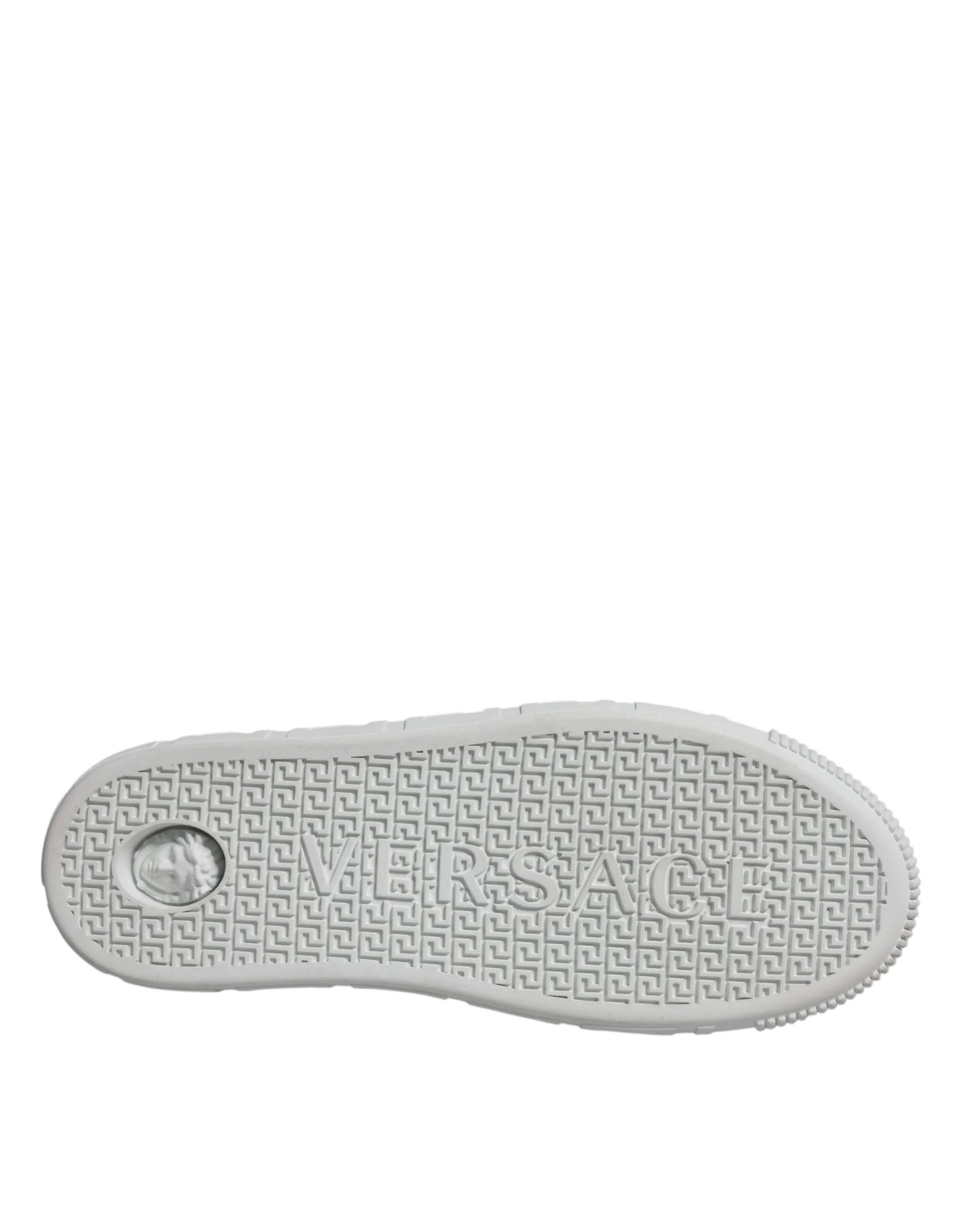 Versace White Pink Greca Print Platform Low Top Sneakers Shoes - EU42/US9 - Sneakers