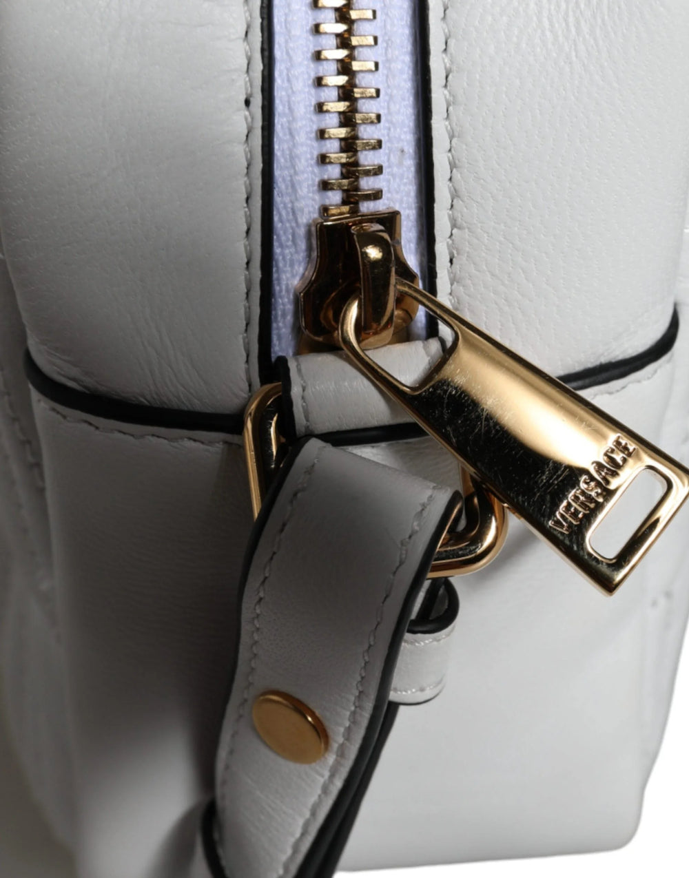 Versace White Quilted Nappa Leather Crossbody Shoulder Bag - Cross Body Bags