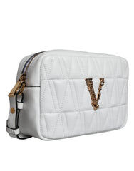 Versace White Quilted Nappa Leather Crossbody Shoulder Bag - Cross Body Bags
