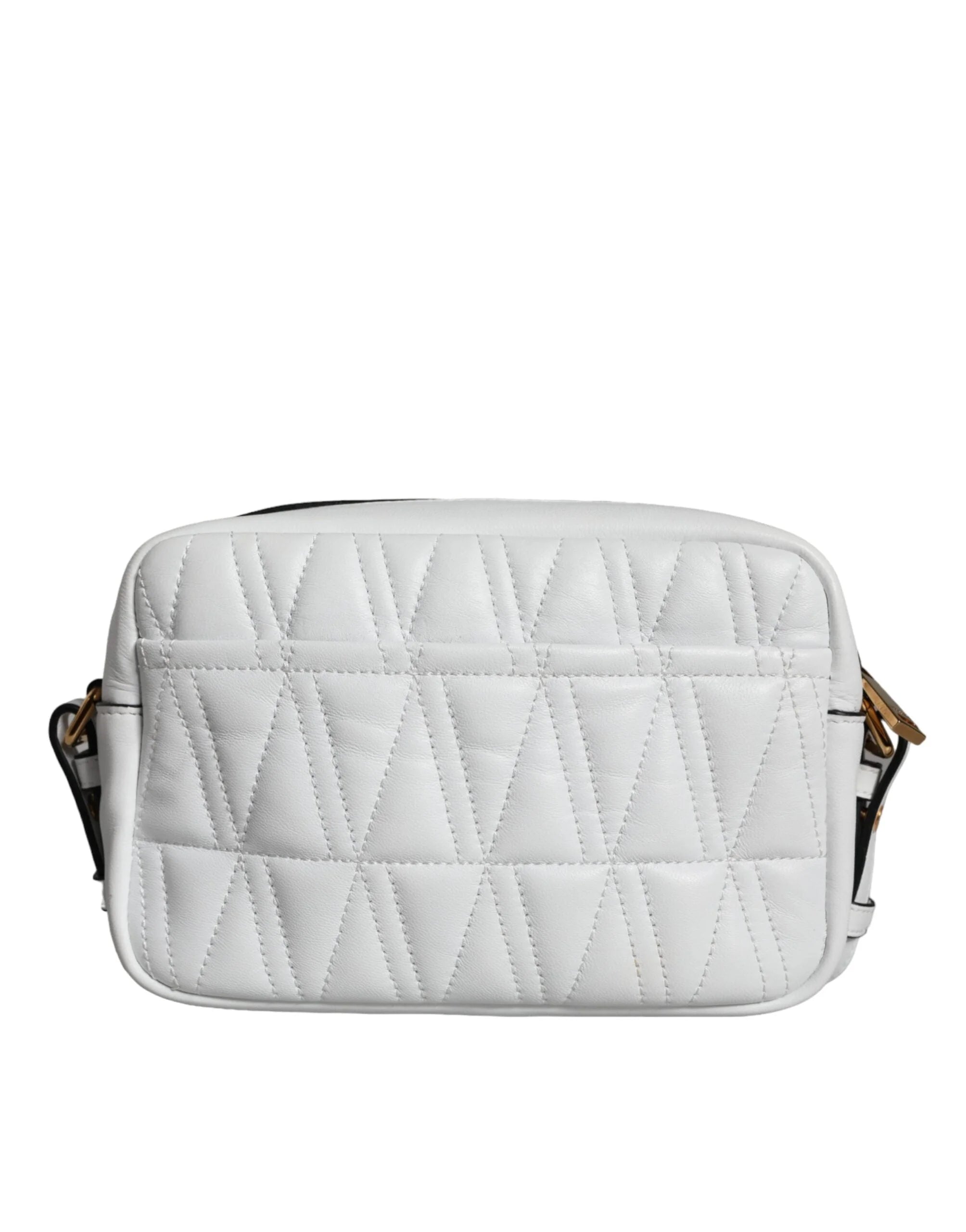 Versace White Quilted Nappa Leather Crossbody Shoulder Bag - Cross Body Bags
