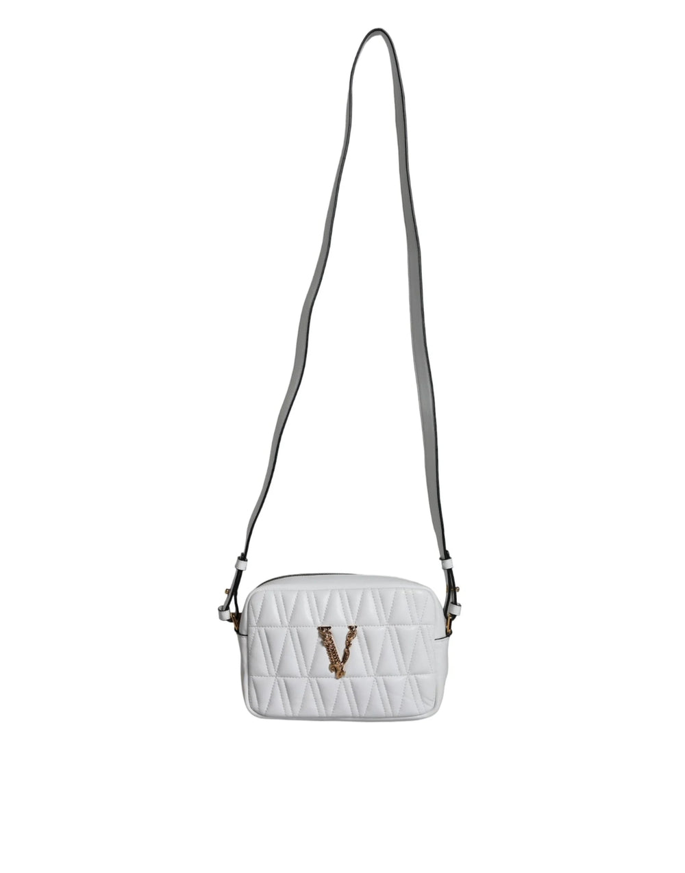 Versace White Quilted Nappa Leather Crossbody Shoulder Bag - Cross Body Bags