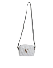Versace White Quilted Nappa Leather Crossbody Shoulder Bag - Cross Body Bags