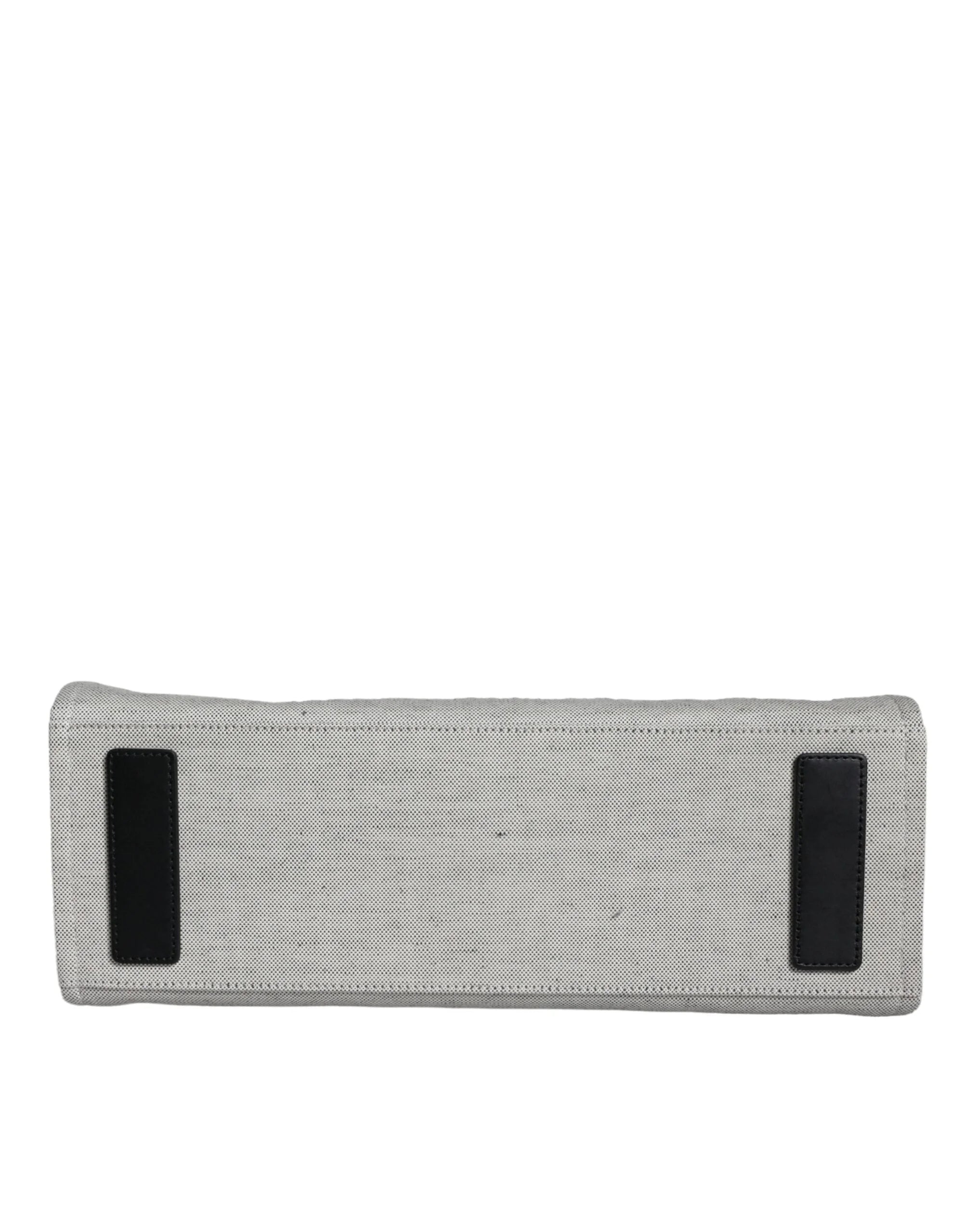 Versace White Top Handle Canvas Leather Logo Crossbody Tote Bag - Shopper Bags