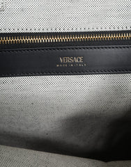 Versace White Top Handle Canvas Leather Logo Crossbody Tote Bag - Shopper Bags