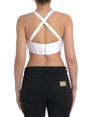 Versace White Viscose Bustier Sleeveless Cropped Top - IT42|M - Tank Tops