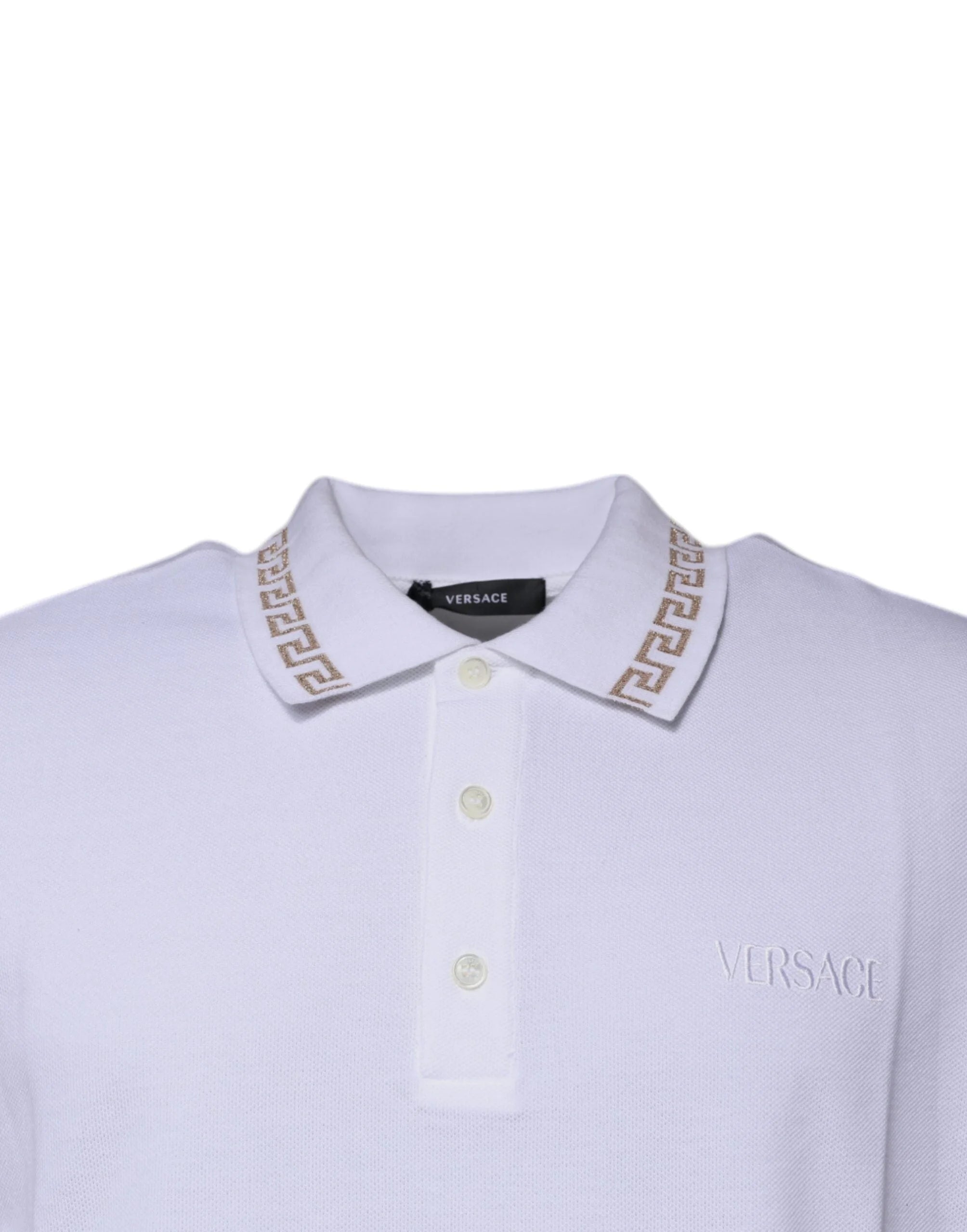 Versace White Viscose Collared Men Polo Short Sleeves T-shirt - Polos