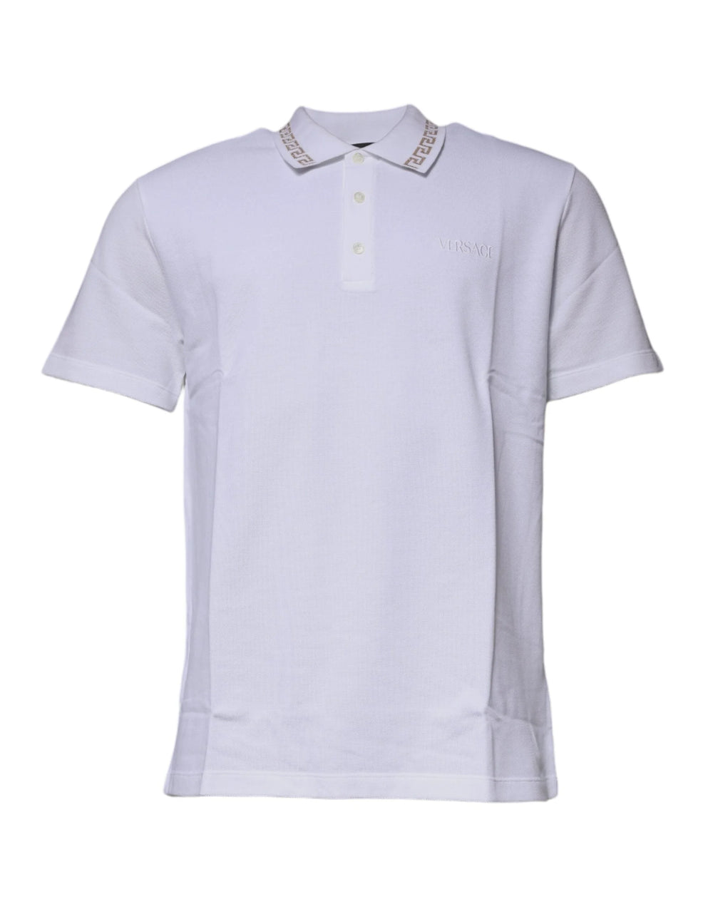 Versace White Viscose Collared Men Polo Short Sleeves T-shirt - Polos
