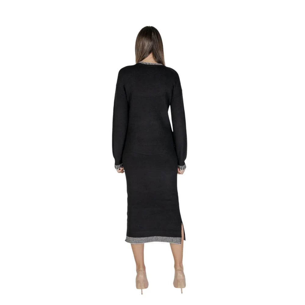 Vila Clothes Black Polyester Midi
