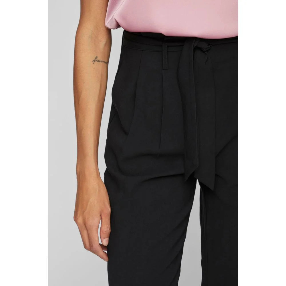 Vila Clothes Black Viscose Cropped Pant - IT36|XXS