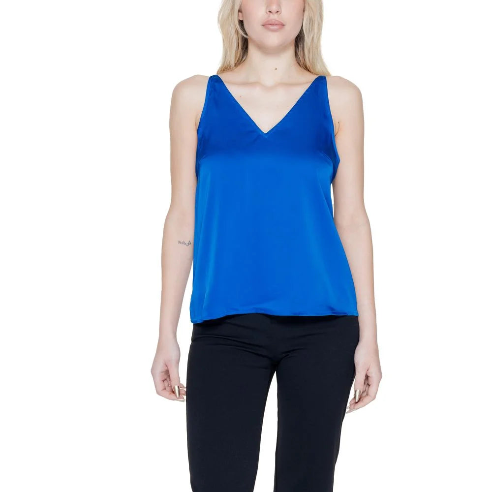 Vila Clothes Blue Polyester Top - IT36|XXS