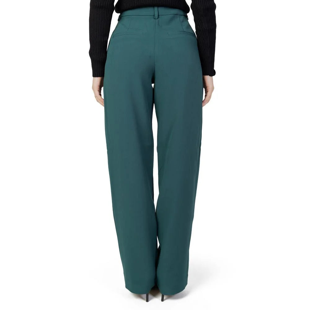Vila Clothes Green Recycled Polyester Pant - IT36|XXS