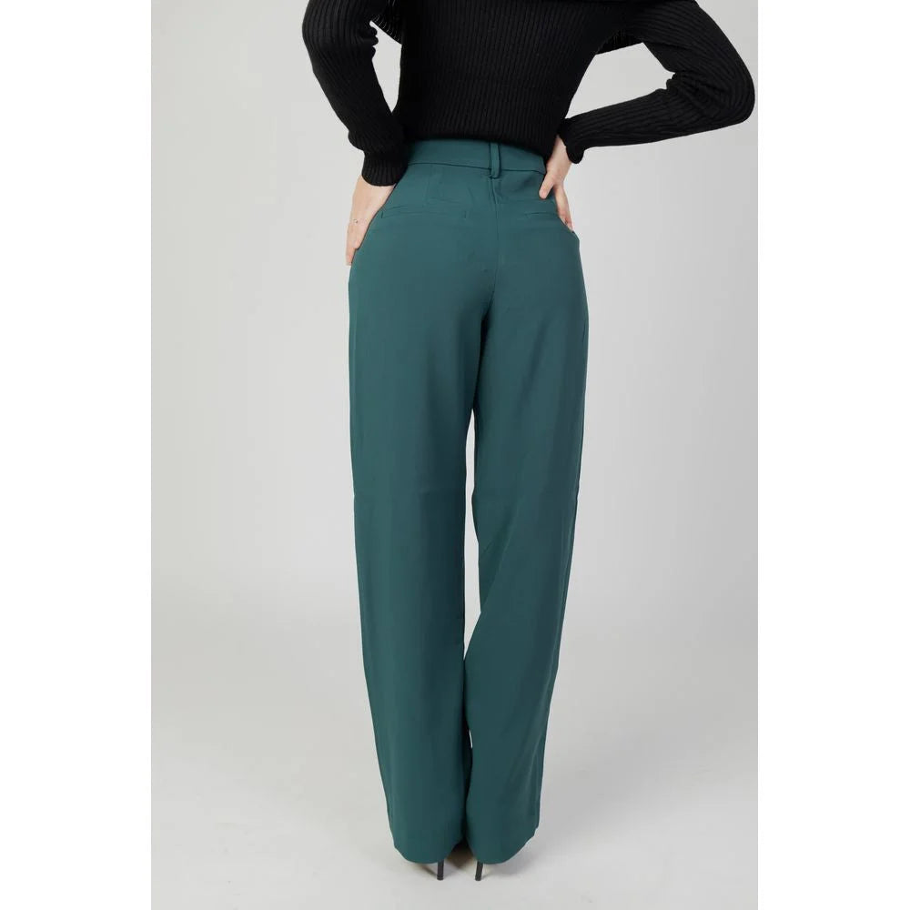 Vila Clothes Green Recycled Polyester Pant - IT36|XXS