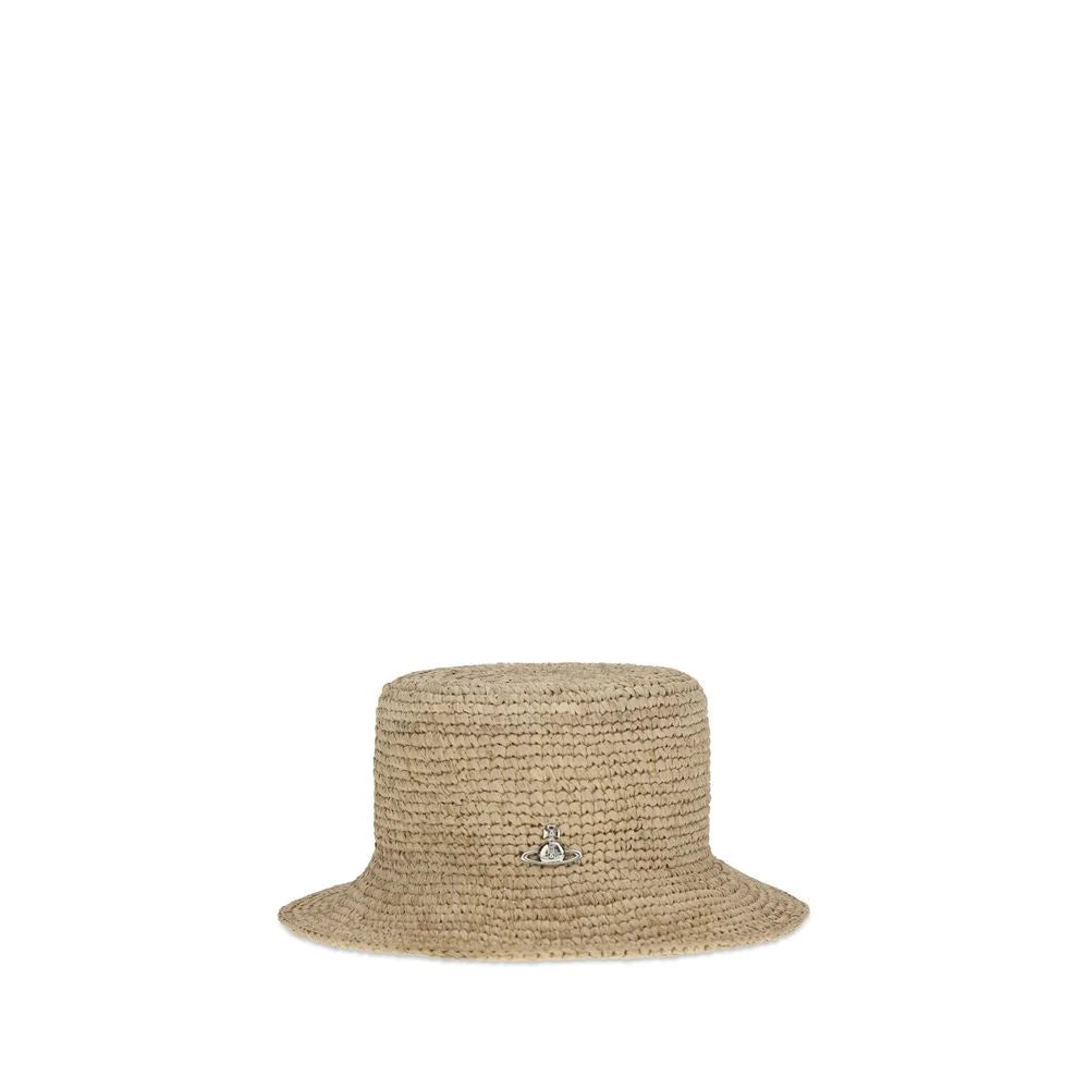Vivienne Westwood Beige Raffia Bucket Hat - S