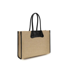 Sac à épaule en raphia beige Vivienne Westwood