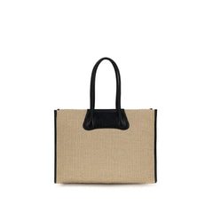 Sac à épaule en raphia beige Vivienne Westwood