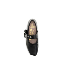 Vivienne Westwood Black Calf Leather Bos Taurus Ballet Flats