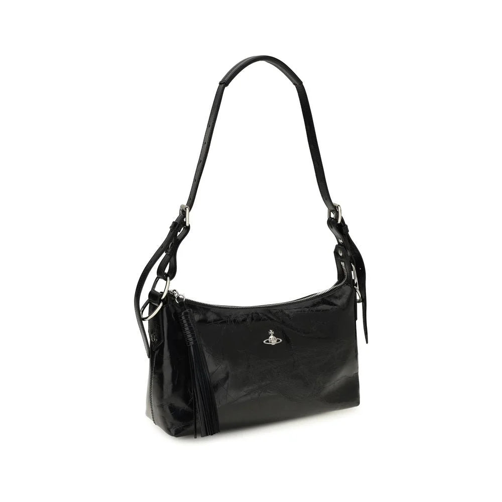 Vivienne Westwood Black Calf Leather Bos Taurus Shoulder Bag