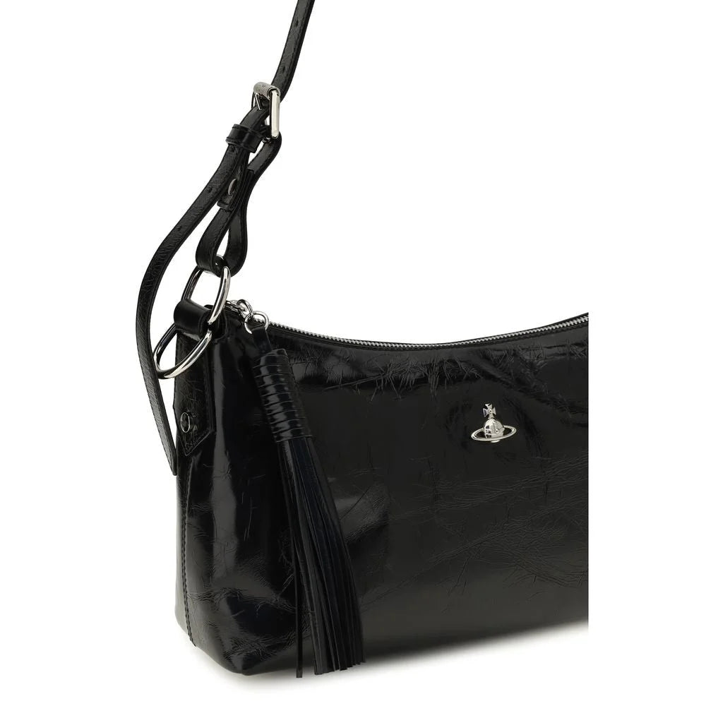 Vivienne Westwood Black Calf Leather Bos Taurus Shoulder Bag