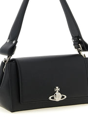 Rear view of the minimalist black polyethylene bag by Vivienne Westwood highlighting the smooth, durable finish.